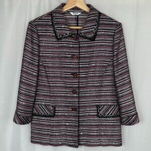 Ceria Womens Embellished Lightweight Woven Blazer Jacket Sheer Festive *S/M/L?